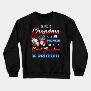 Butterfly Being A Great Grandma Is Priceless Mother's Day Crewneck Sweatshirt